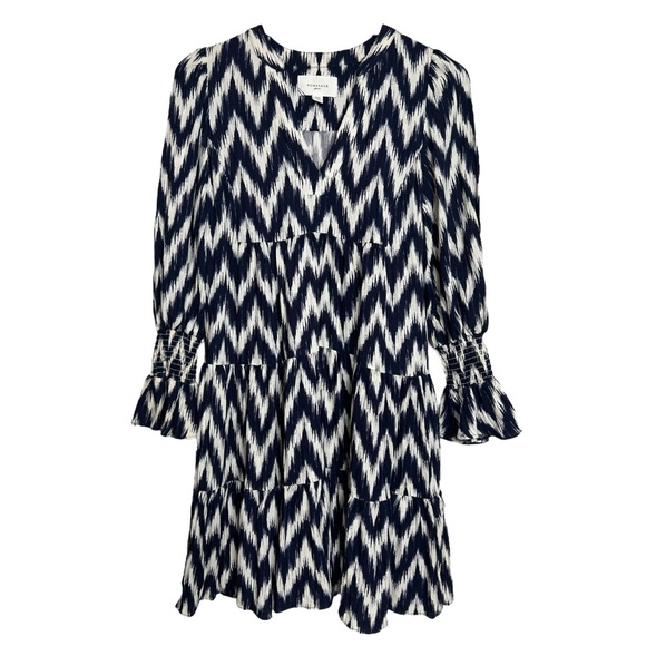 Tuckernuck Pomander Place Kenzo Dress Navy White Ikat Tiered Preppy Shift XXS - Picture 6 of 12